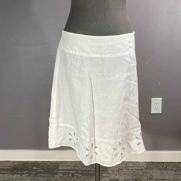Kenar Dresses & Skirts - Pure linen eyelet white skirt size 12.  Fully lined.  Kenar brand